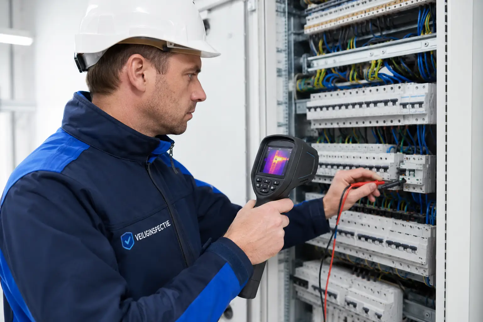 Warmtebeeldmeting in een geopende elektrische verdeelkast