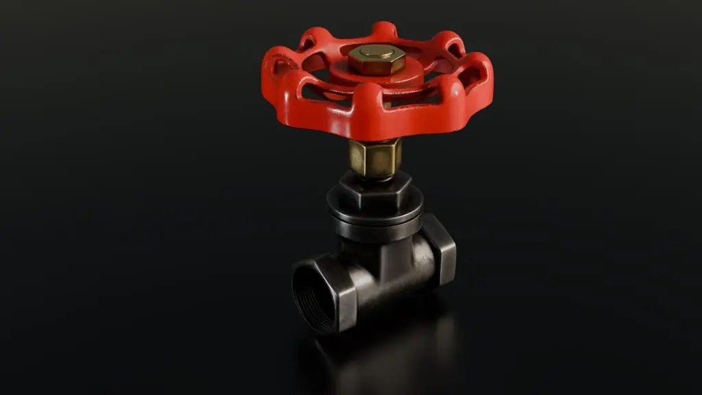 Zwarte afsluiter met een rood handwiel